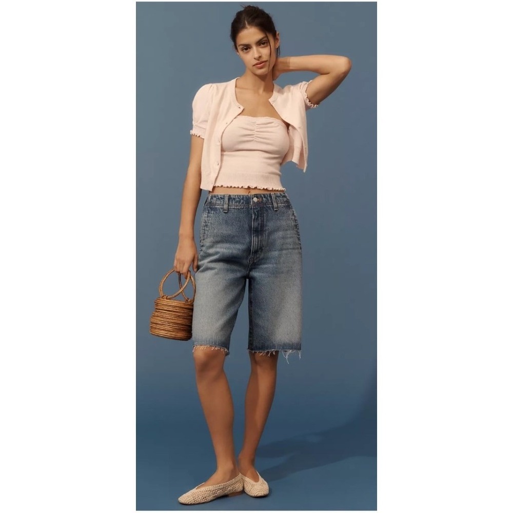 Pilcro The Lonnie High-Rise Denim Bermuda Shorts Size 26 NWT Anthropologie